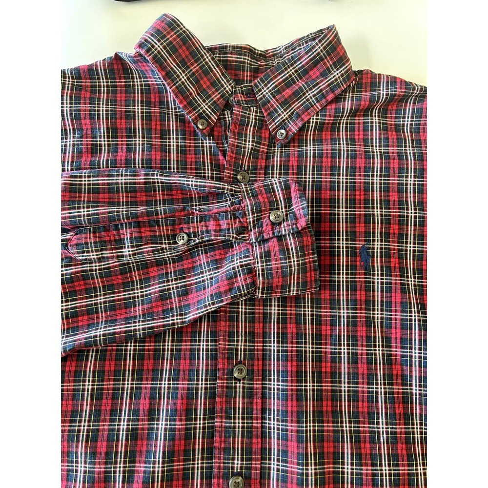 Ralph Lauren Mens Custom Fit Plaid Long Sleeve Button‎ Down Shirt